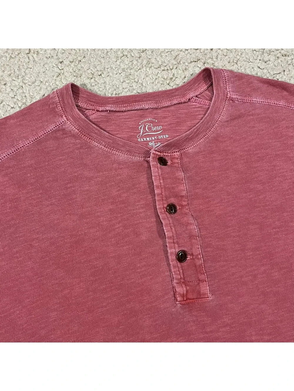 J.Crew Mens Garment Dyed Red Long Sleeve Henley T Shirt Size XL